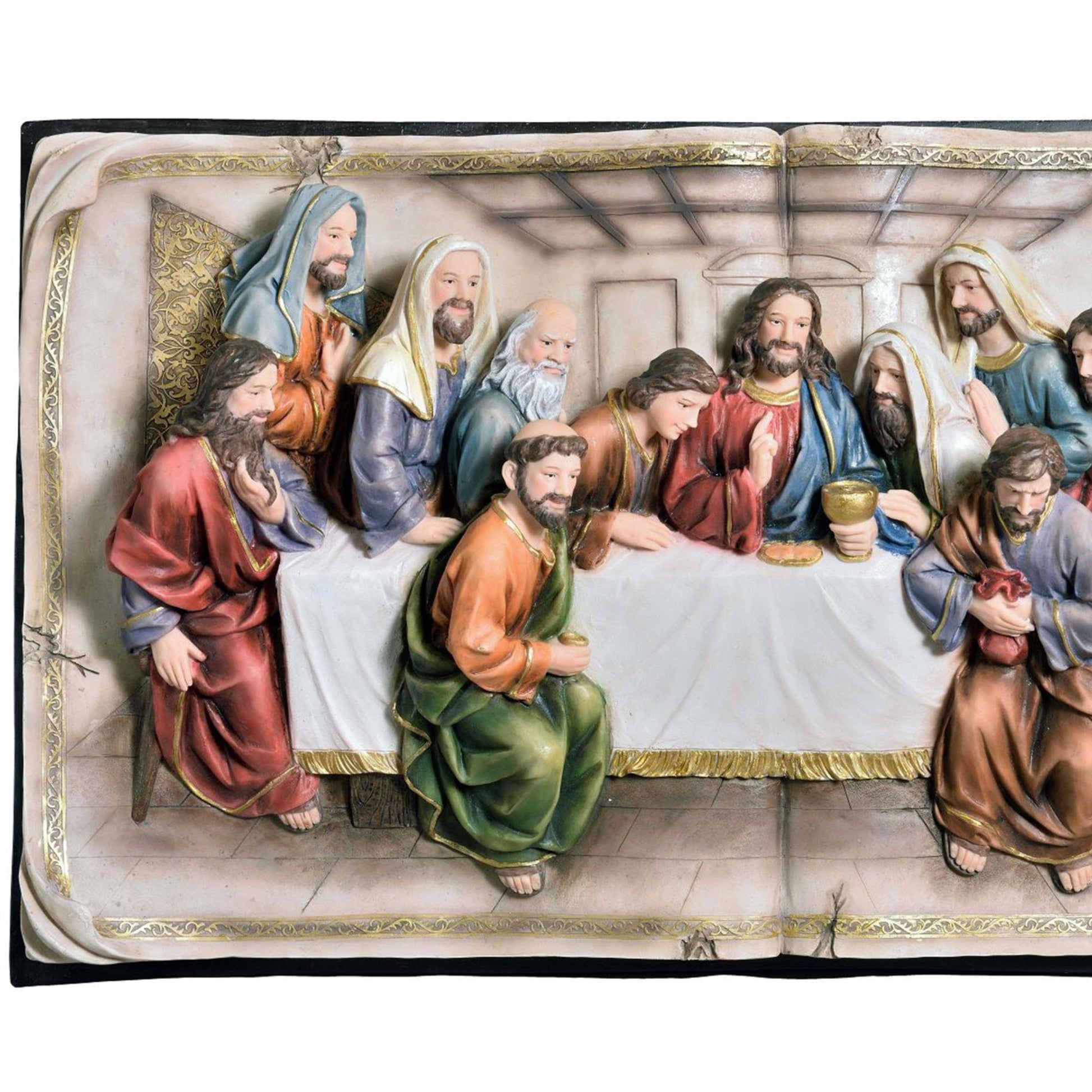 20" Tall Polyresin Decorative Plaque, Last Supper Multicolor Polyresin