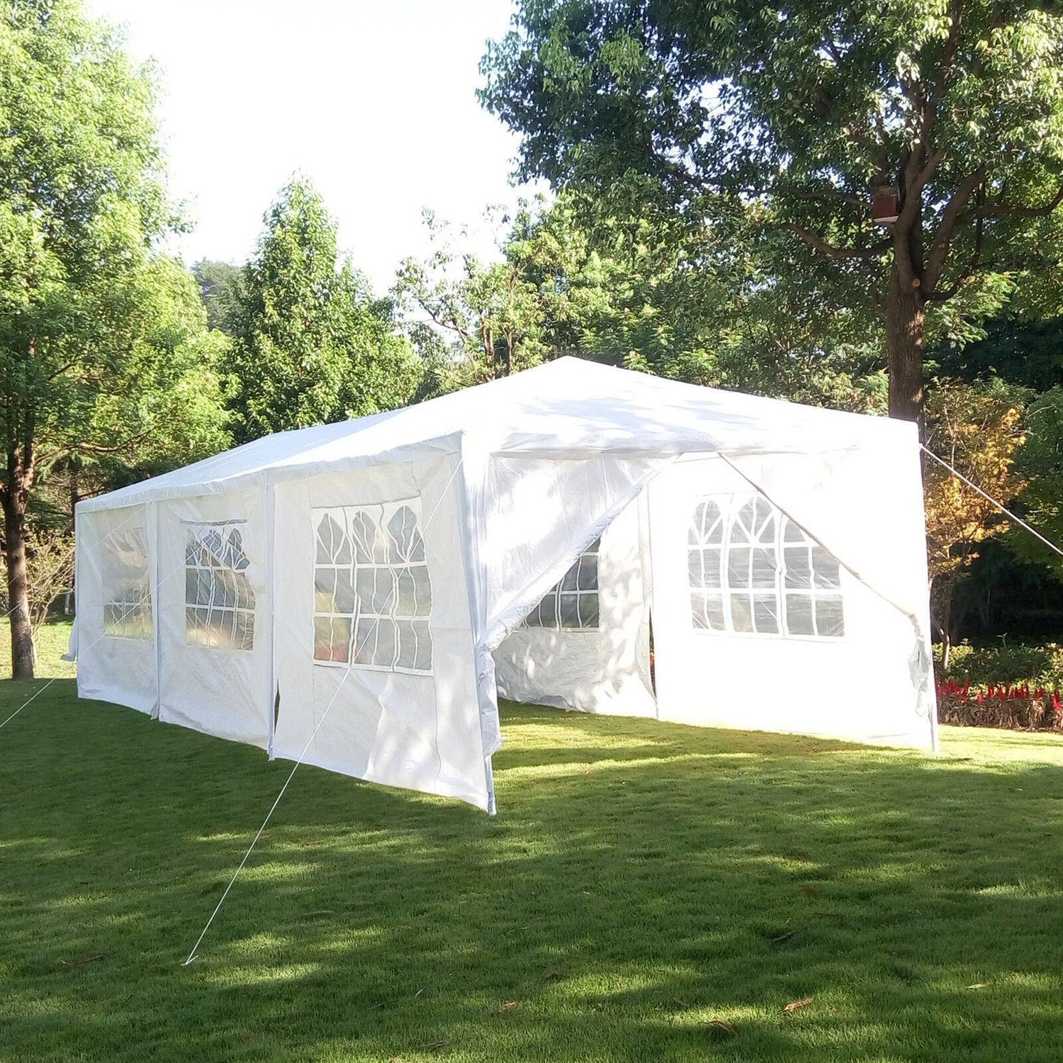 10X30' Outdoor Garden Gazebo Wedding Party Tent Canopy Marquee With 8 Removable Sidewalls White Metal