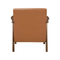 Brown Faux Leather Upholstered Accent Chair 1Pc Seat Cushion Solid Rubberwood Frame Living Room Furniture Brown Primary Living Space Rubberwood Solid Wood