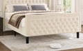 Lift Up Velvet Beige King Size Bed Box Spring Not Required King Beige Wood Light Brown Bedroom American Design Poplar Slat Beds Foam Velvet Upholstered