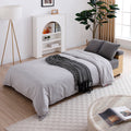 Convertible Sleeper Sofa Couch,Multifunctional Double Folding Sofa Bed,Storage Ottoman And Sofa Arm With Box And Drawer, Drop Down Table With 2Cup Holders For Living Room,Apartment,Office,Grey Grey Linen Wood Primary Living Space Modern Foam Cotton Linen