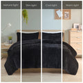 Shaggy Long Fur Comforter Mini Set King Black Polyester