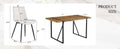Table And Chair Set, Textured Top In Vintage Wood Color, Black Metal Legs. Dining Chair With White Faux Leather Backrest Cushion With Black Metal Legs. Wood Seats 4 Mdf Metal