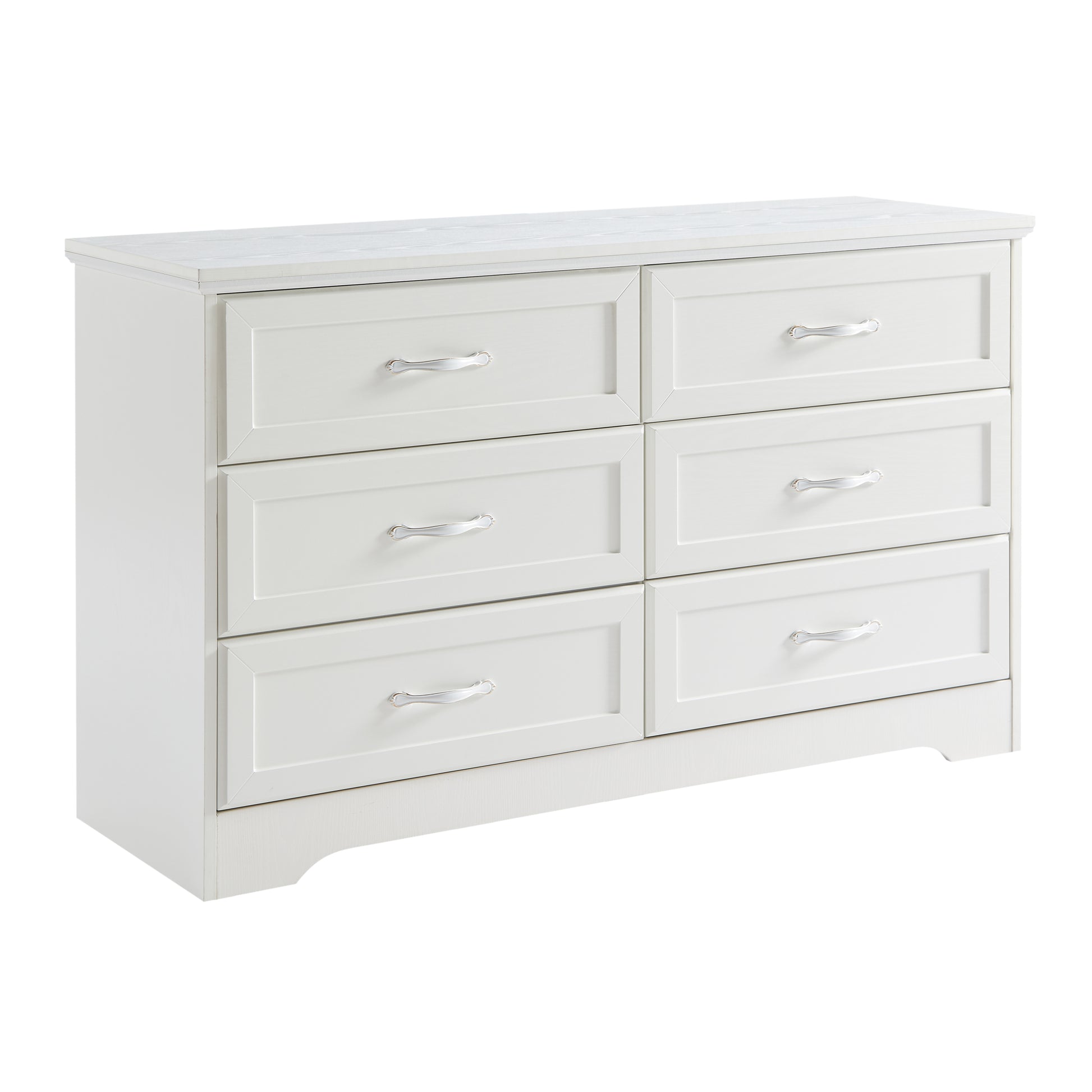 Modern 3 Drawer Bedroom Chest Of Drawers With 6 Drawers Dresser, Clothes Organizer Metal Pulls For Living Room, Bedroom, Hallway, White,47.6 L X 15.7 W X 28.9 H White Particle Board Mdf