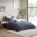 3 Piece Embroidered Cotton Quilt Set Navy King Cal King King Navy Cotton