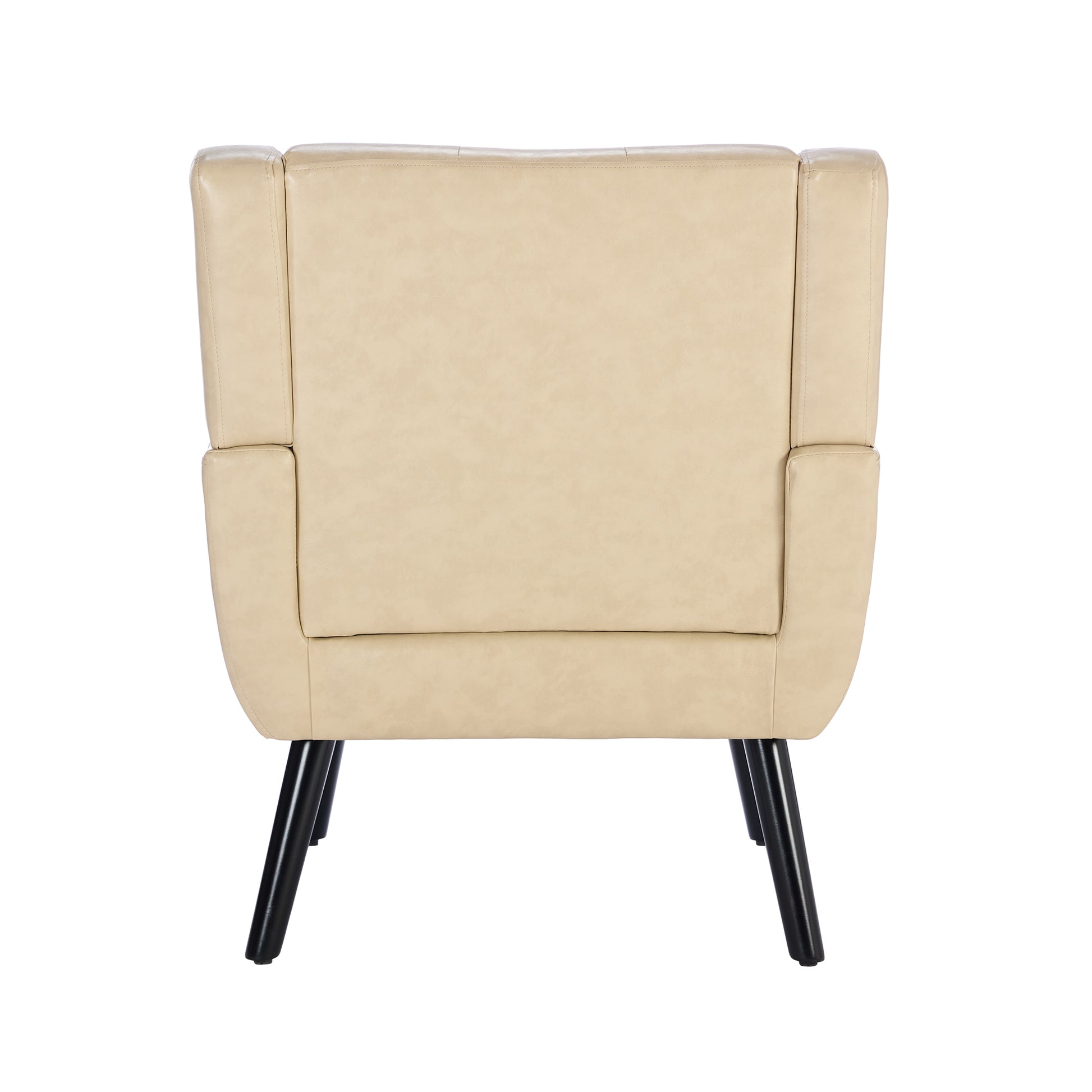 Modern Soft Leather Material Ergonomics Accent Chair Living Room Chair Bedroom Chair Home Chair With Black Legs For Indoor Home Khaki Pu Khaki Foam Upholstered