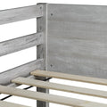 Twin Over Twin Floor Bunk Bed With Panelled Headboard And Footboard, Solid Rubber Wood Foundation With Safety Guardrails, Built In Ladder,Antique White Twin Antique White Rubber Wood