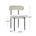 White Boucle Dining Chairs Set Of 2,Mid Century Modern Curved Backrest Chair,Round Upholstered Kitchen Chairs Metal White Dining Room Round Modern Banquet Chair Velvet
