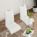 Modern Simple Rectangular Glass Dining Table, Solid Tempered Glass Countertop, Wood Transfer Metal Table Legs, White Pu Dining Chair Set, Suitable For Restaurant Kitchen Use Set Of 5 Upholstered Chair Glass White Pu Seats 4 Metal Rectangular Dining Table