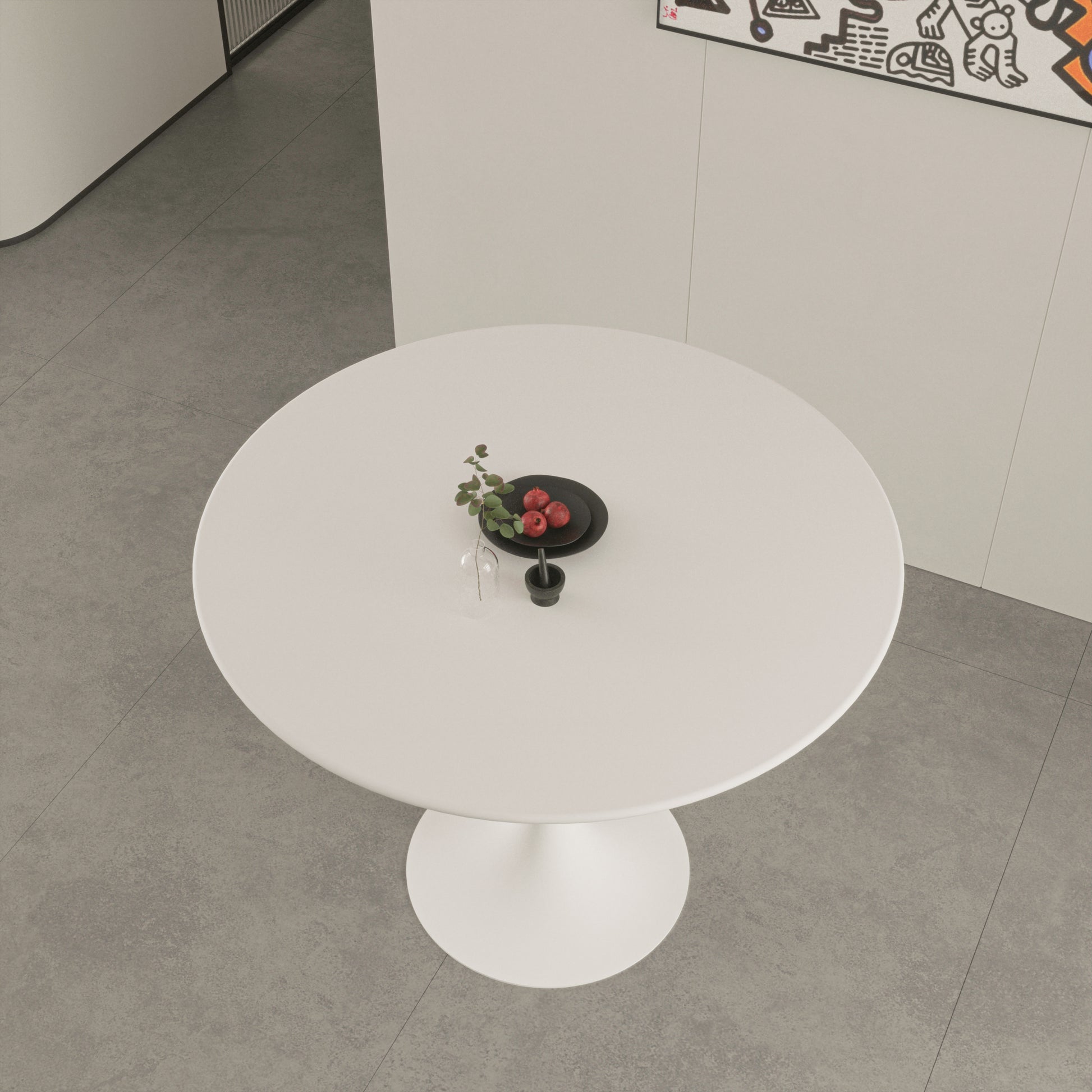 White Round Dining Table, 31.5" Tulip Table Kitchen Dining Table 2 4 People With Mdf Table Top & Pedestal Base, Mid Century End Table Leisure Coffee Table Office Living Room Table White Mdf