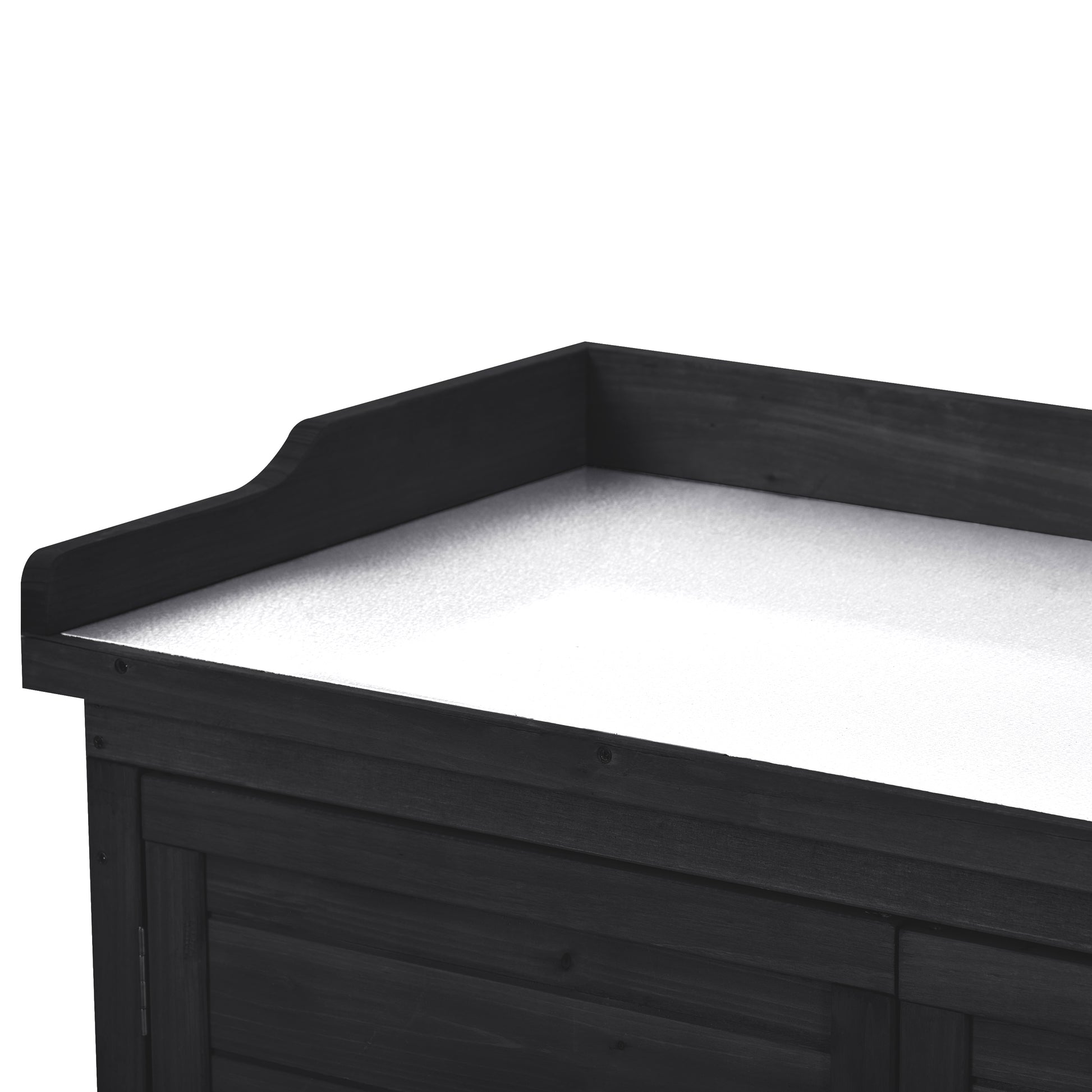 Outdoor 39" Potting Bench Table, Rustic Garden Wood Workstation Storage Cabinet Garden Shed With 2 Tier Shelves And Side Hook, Black Black Garden & Outdoor Casual Wood Solid Wood