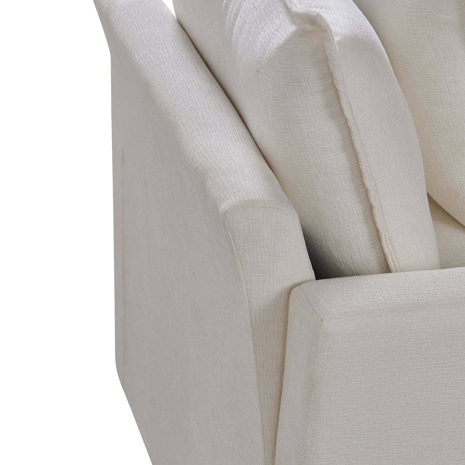 Chenille Fabric Comfy Deep Single Seat Sofa Upholstered Reading Armchair Living Room White Foam Chenille 1 Seat