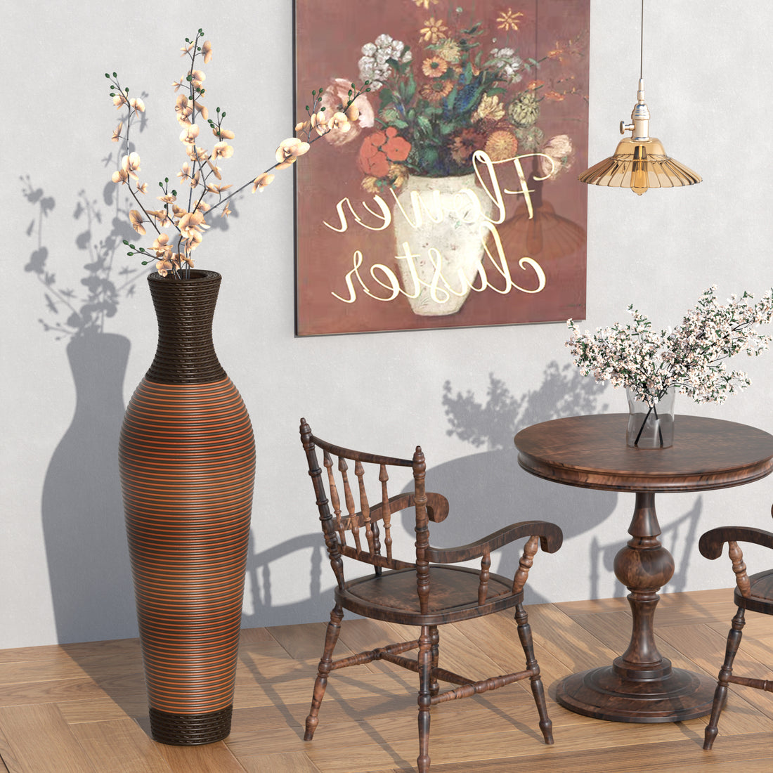 39 "Tall Standing Designer Floor Vases With Elegant Two Tone Dark Brown Finishes Ideal For Decorating Living Rooms, Bedrooms, Entryways Perfect For Decorating Your Home Black Gray American Design,American Traditional,Antique Pvc