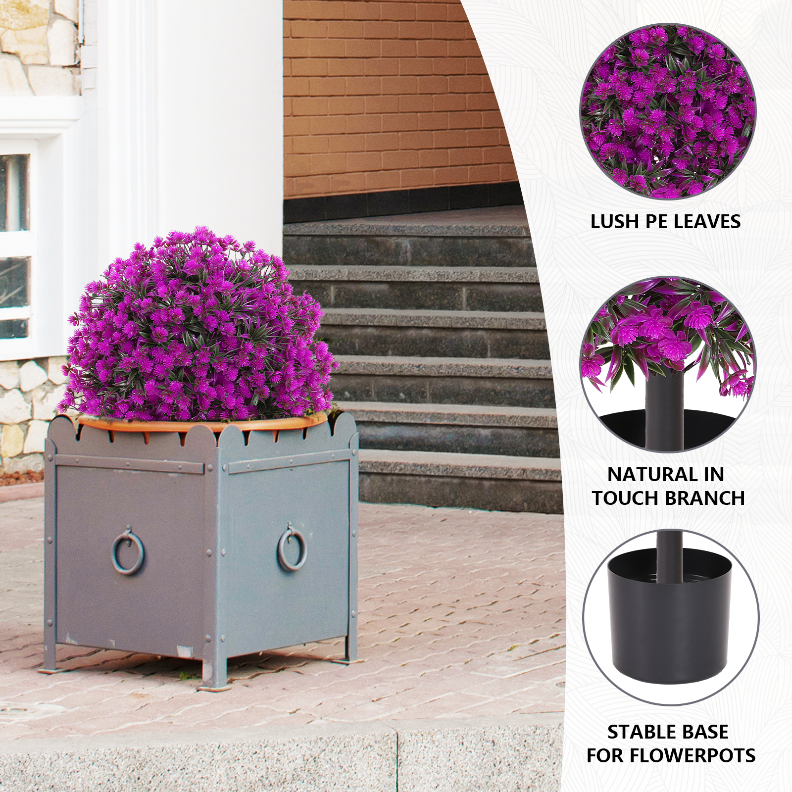 Artificial Olive Topiary Ball Trees Outdoor And Indoor Faux Shrubs Uv Resistant Lasting Evergreen Bushes Potted Plants 2Pcs Set Purple Plastic