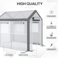 Outsunny 8' X 6' X 7.5' Walk In Greenhouse, Outdoor Gardening Canopy With 6 Roll Up Windows, 2 Zippered Doors & Weather Cover, White White Steel