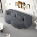 Modern Floor Sofa With 2 Pillows,Convertible Teddy Fabric Foam Filled Sleeper Sofa Bed,15