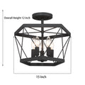 5 Light Living Room Steel Dimmable Cage Semi Flush Mount Ul Certified Black Ceiling Lights Steel Metal