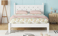 Twin Bed With Button Decoration Headboard, With Bed Slats,White Twin White Pine