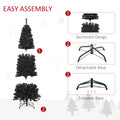 Homcom 6Ft Pencil Christmas Tree, Unlit Artificial Christmas Tree Slim Douglas Fir Xmas Tree With Realistic Branches, Halloween Tree With 618 Tips, Black Black Plastic