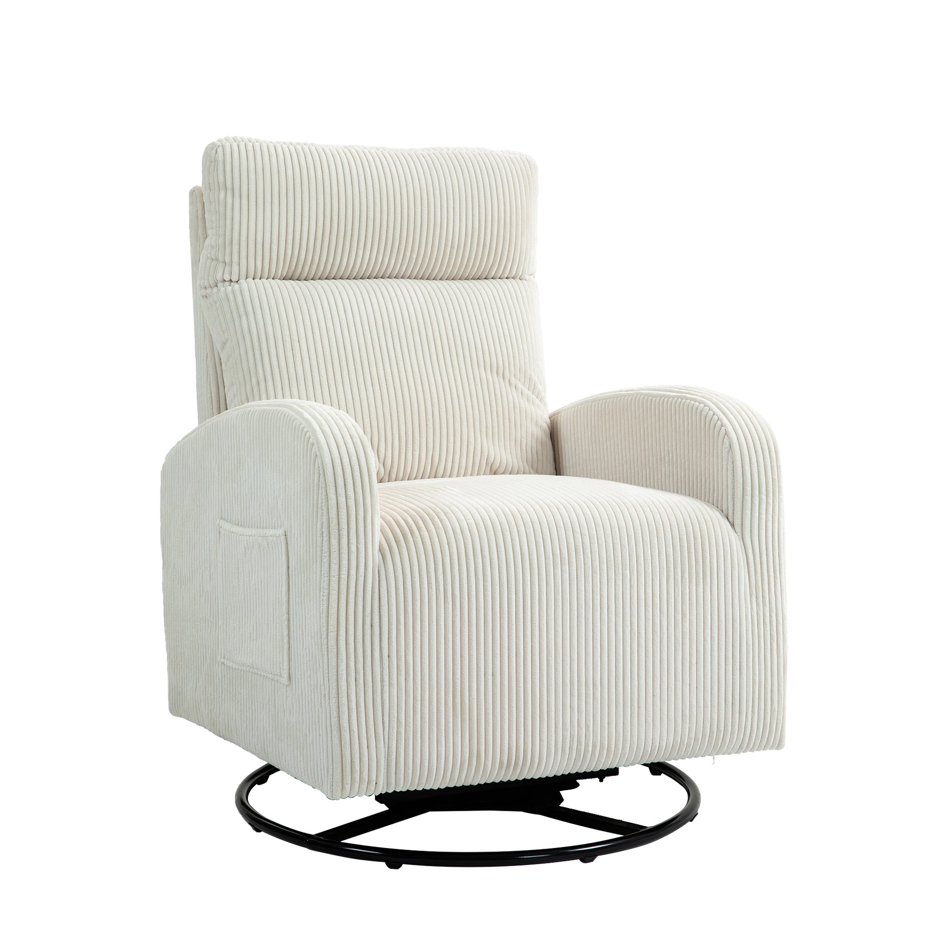Jiada Upholstered Swivel Glider.Flannel Fabric.Rocking Chair For Nursery In Beige.Modern Style One Left Bag Beige Primary Living Space Foam Fabric Metal