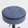 Round Storage Bar Stool Set Of 2, Blue Linen Height Adjustable Barstool, 360 Counter Height Swivel Stool, Armless Bar Chair With Metal Frame For Kitchen Counter Dining Living Room Blue Set Of 2 Foam Linen
