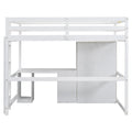 Full Size Loft Bed With Wardrobe, Desk And Storage Drawers, White Full White Pine