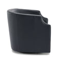 Emmett Midnight Blue Top Grain Leather Swivel Glider Barrel Chair Blue Foam Leather