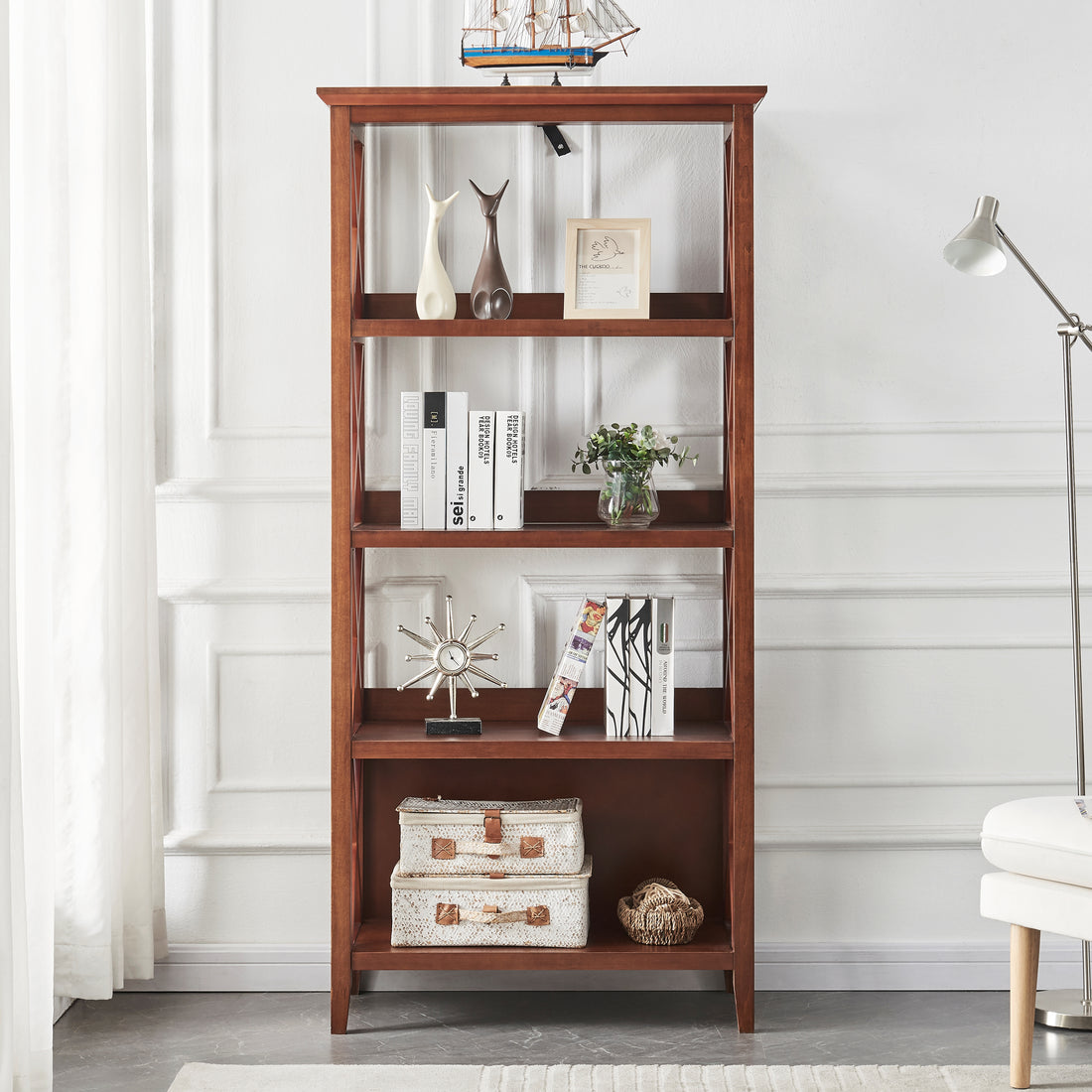 Bookcases, Bookshelf Walnut Wood Mdf