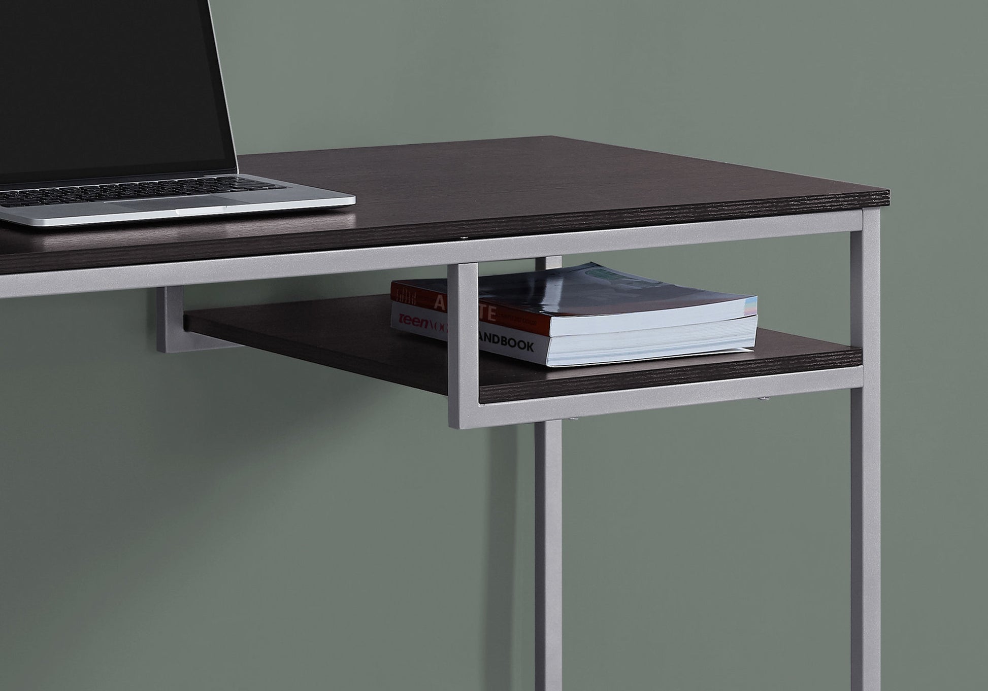 Computer Desk, Home Office, Laptop, 48"L, Work, Brown Laminate, Grey Metal, Contemporary, Modern Espresso Mdf