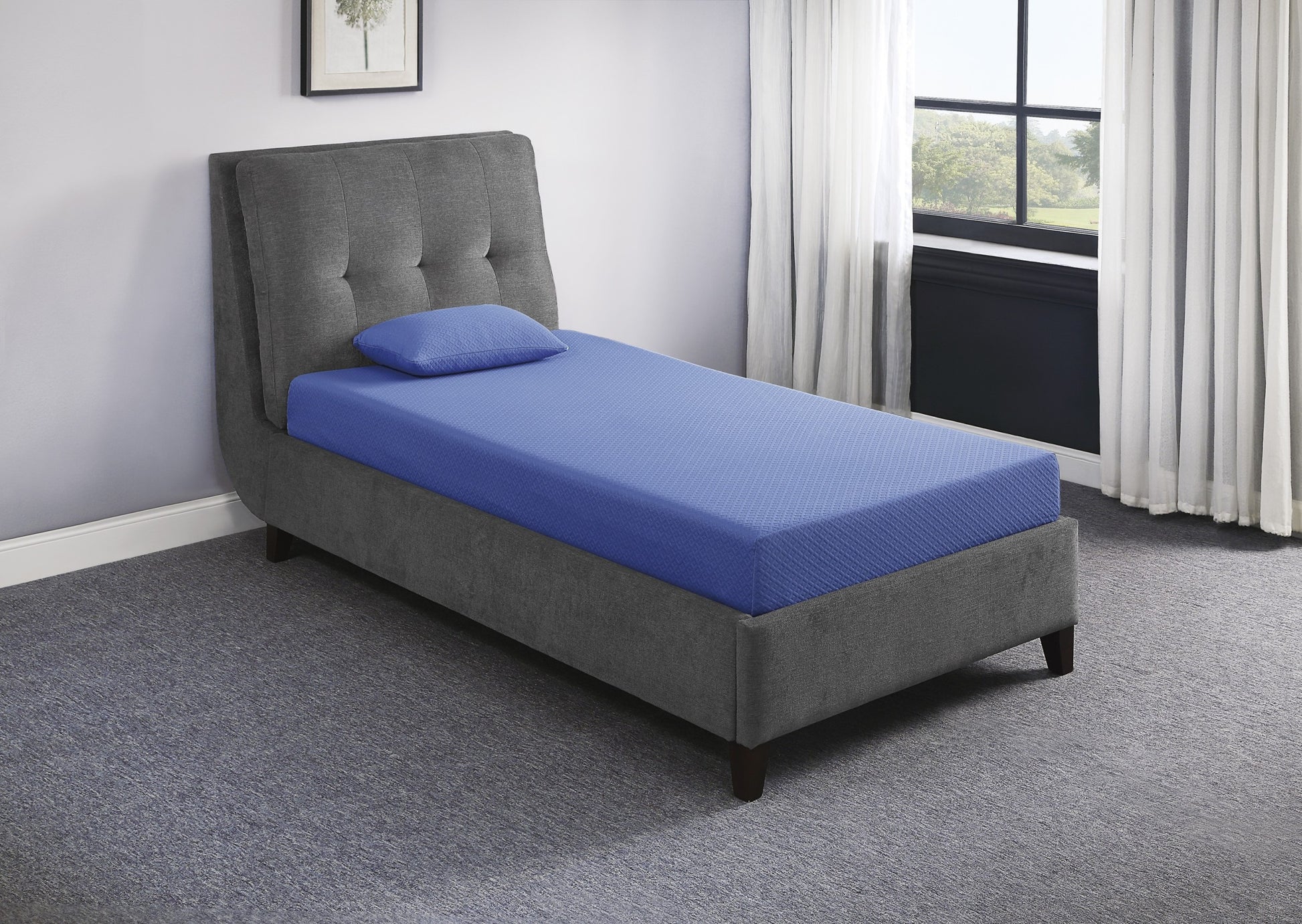 7Inch Twin Mattress And Pillow Setfabric Gel Infused Memory Foam Mattress, Blue, Mattress In A Box Blue Bedroom Foam Twin