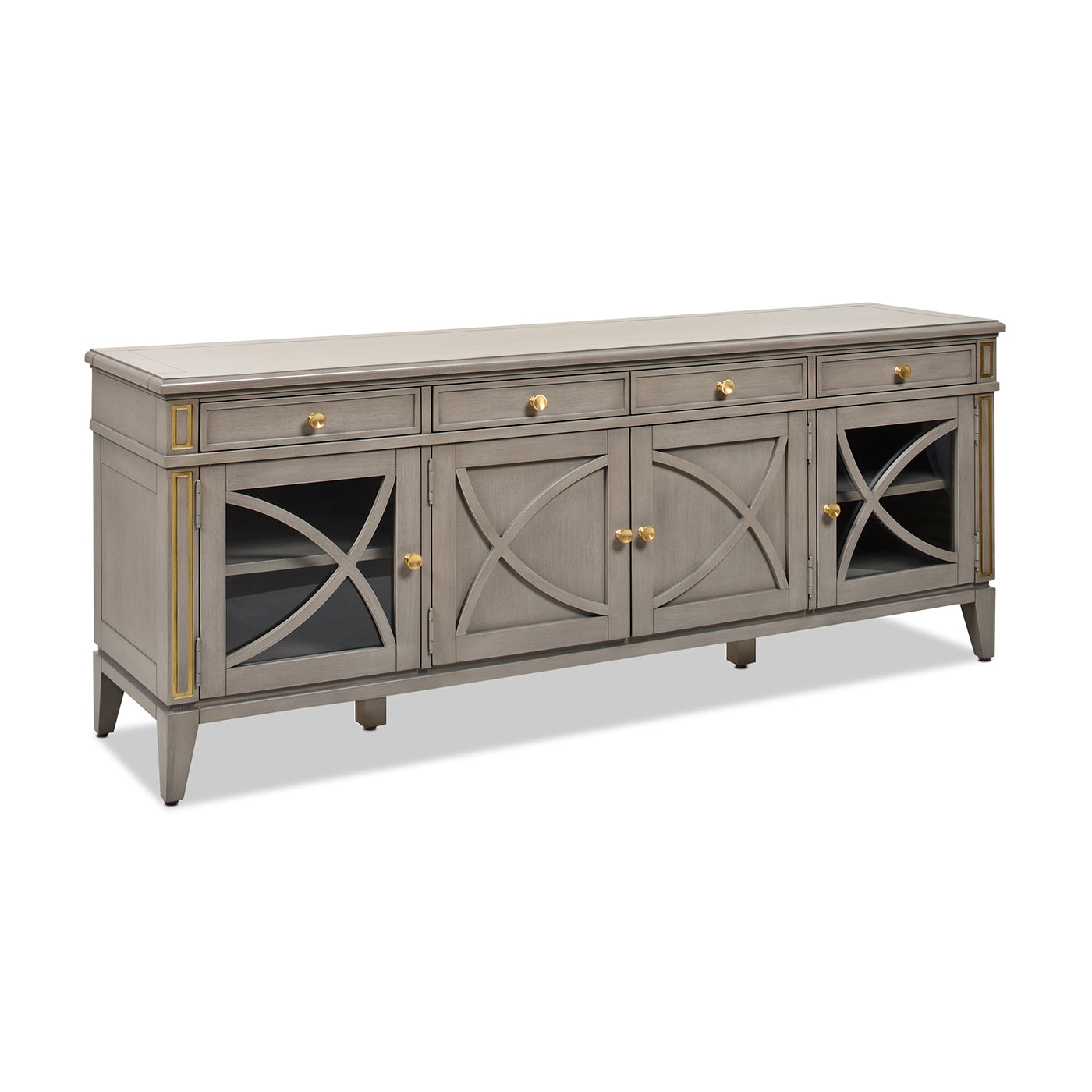 Dauphin 71" Tv Stand Storage Display Console Table, Grey Cashmere Wood Gray 70 79 Inches Solid Wood Mdf Solid Wood Mdf