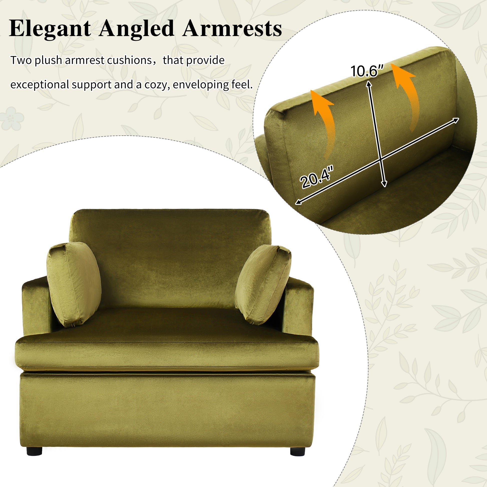 Mirod Oversized Accent Chair Comfortable Armrest Cushions, Versatile Neutral Style, Elegant Design, Durable Frame Green Velvet