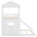 Wooden Twin Over Full Bunk Bed, Loft Bed With Playhouse, Farmhouse, Ladder, Slide And Guardrails, White Old Sku :Lt000028Aak Twin White Solid Wood