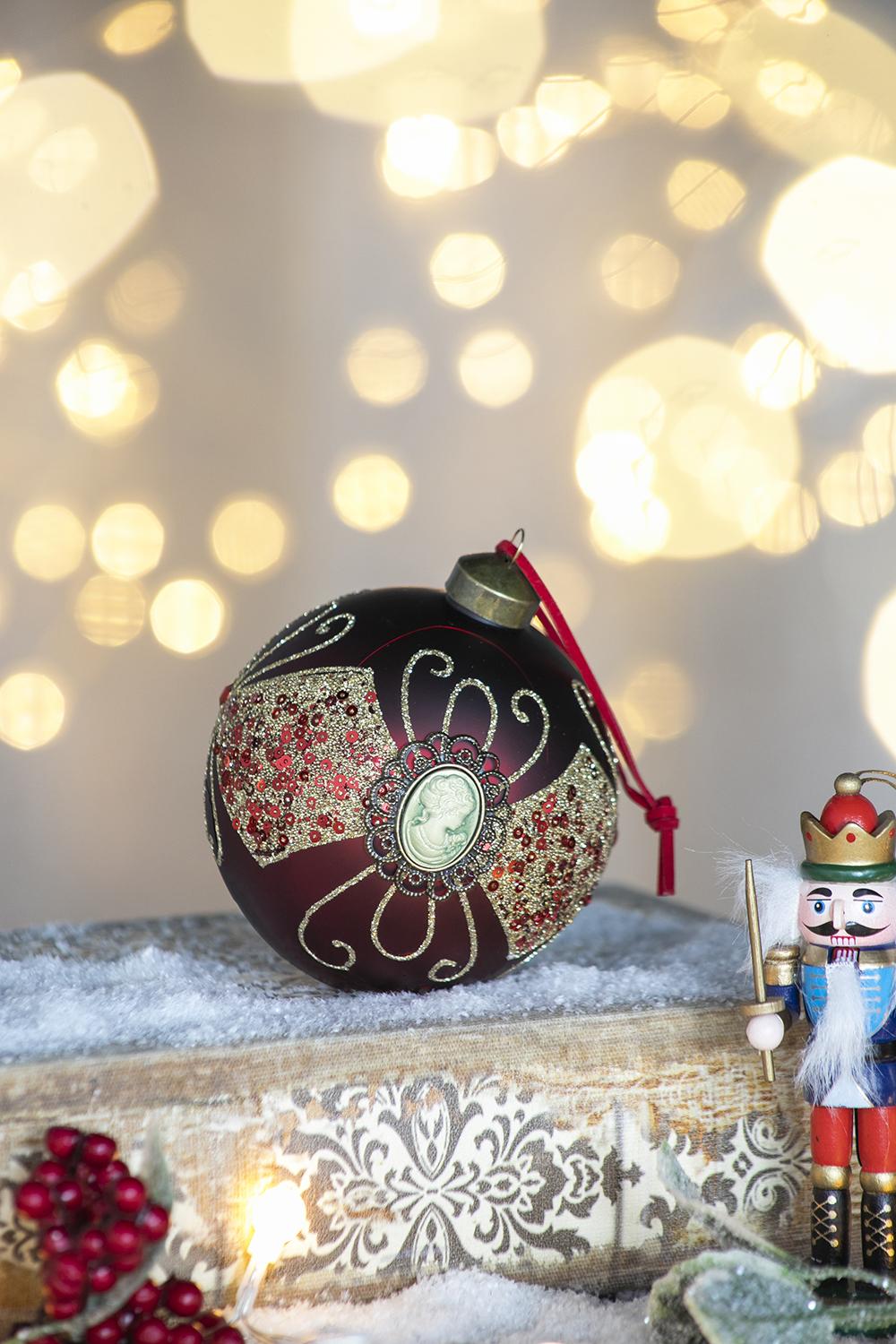 D3.9" Christmas Ball Ornaments, Glass Decorative Hanging Ball Christmas Tree Ornaments For Holiday Party Decorations, Set Of 6 Red Glass