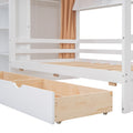 Twin Size House Bed With Two Drawers And Wardrobe,White Twin White Solid Wood