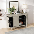 Modern Curved Sideboard 47.2 Inch Decorative Storage Cabinet Wooden Console Table Coffee Bar Cabinet With 4 Doors And Adjustable Interior Shelves For Living Room, Kitchen, Bedroom, Hallway Champagne Champagne Mdf