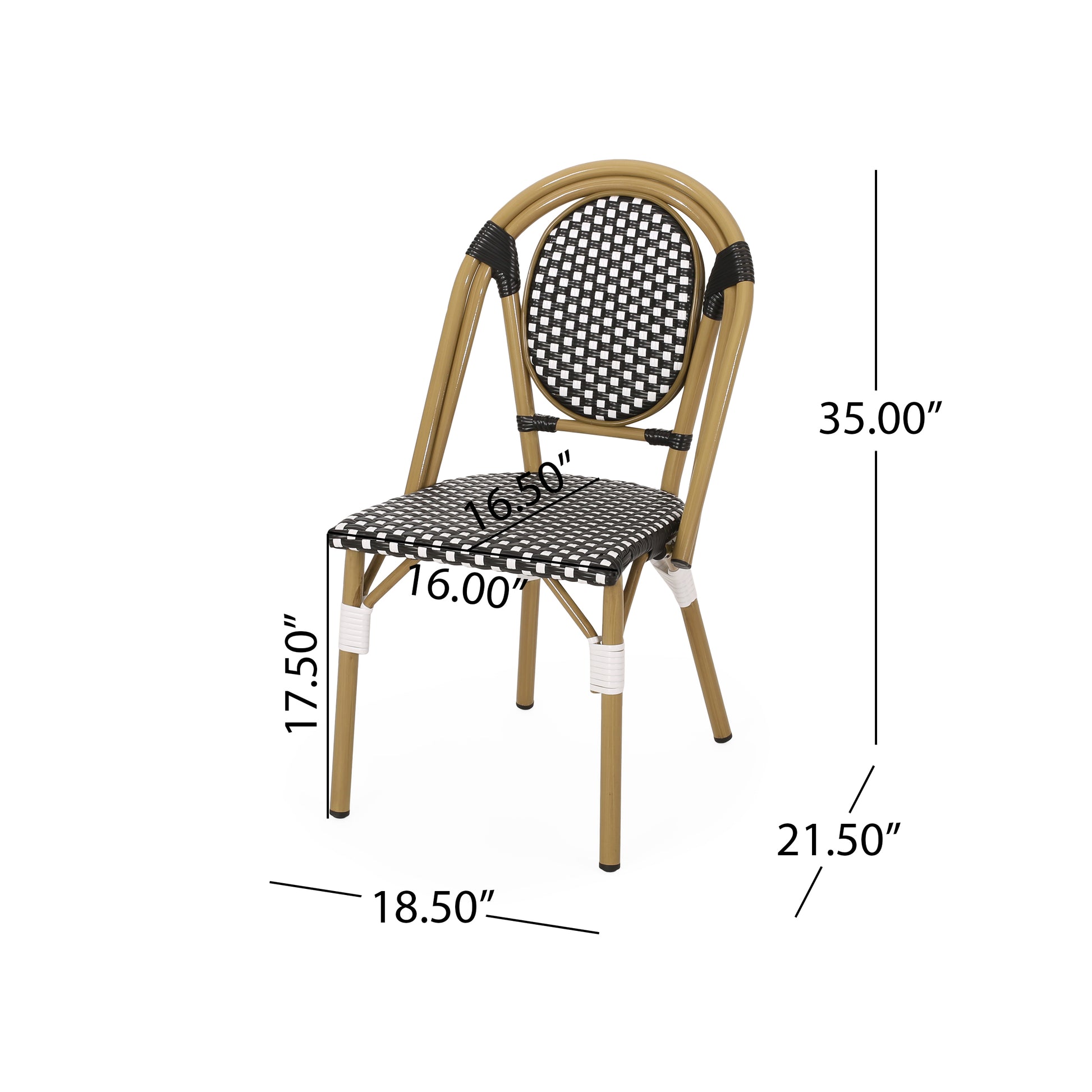 French Bistro Chair White Black Rattan