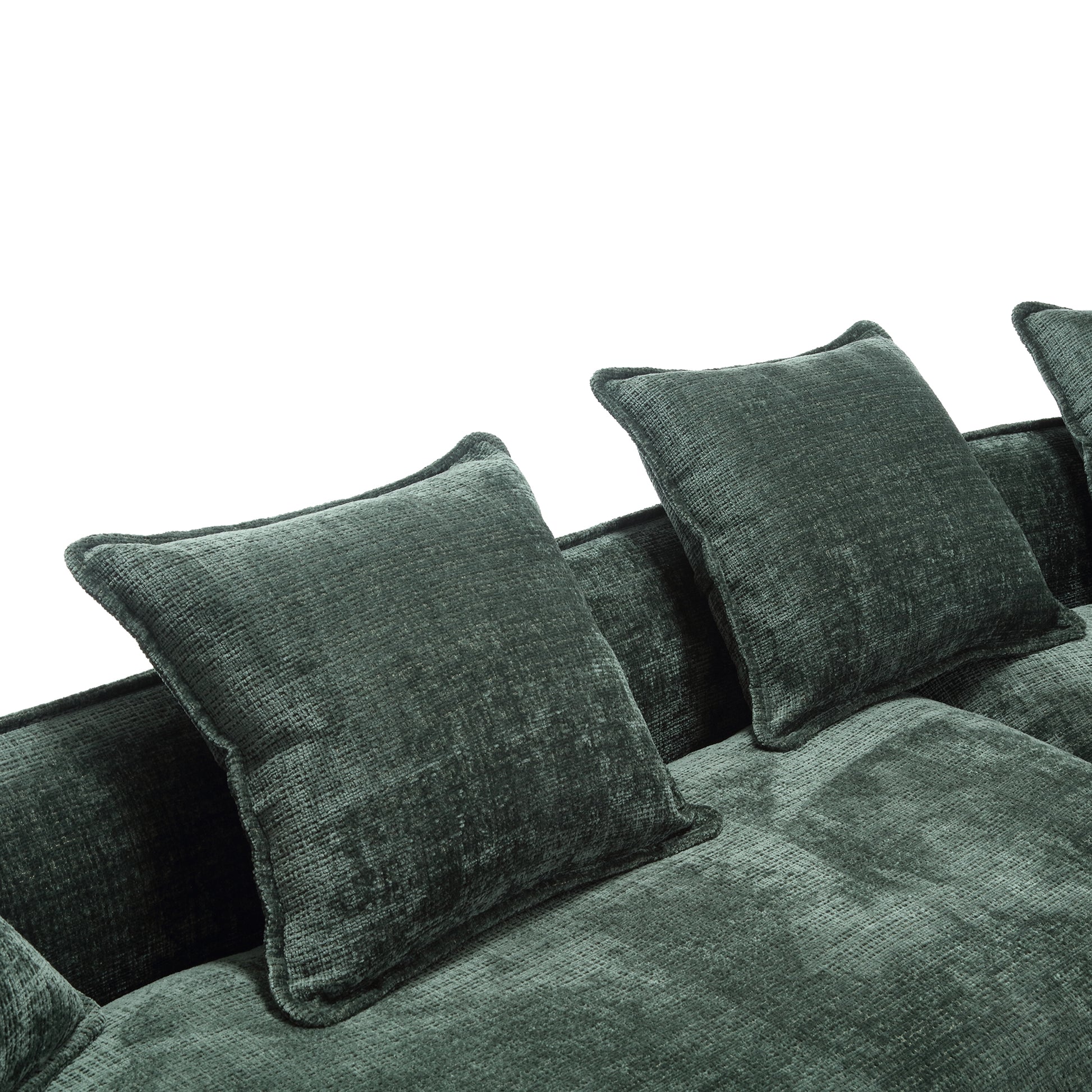 Modular Sectional Sofa, U Shaped Couch With Sofa For Five & Pillows, Modern Minimalist Chenille Fabric Large Comfy Cloud Sofas, Living Room Furniture Sets Emerald Chenille 5 Seat
