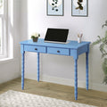 Blue 2 Drawer Writing Desk Blue Writting Desk Office Traditional Rubberwood Rectangular Drawers Desk Wood