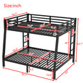 Metal Full Xl Over Queen Bunk Bed For Teens And Adults,Space Saving Noise Reduced No Box Spring Needed,Black Full Xl Black Metal