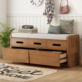 Rustic Storage Bench With 2 Drawers, Hidden Storage Space, And 3 False Drawers At The Top, Shoe Bench For Living Room, Entryway Natural Wood Natural Wood Mdf Acacia