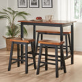 Pomeroy S 4 Caf Table Bench Set Walnut Black Rubber Wood