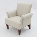 1Pc Traditional Accent Chair Rolled Arms Trim Soft Fabric Upholstered Furniture For Living Room Bedroom Office 30