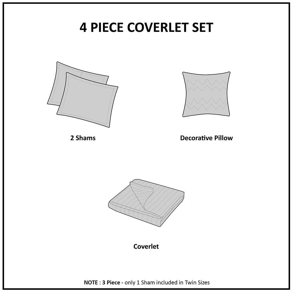 4 Piece Microfiber Reversible Ruffle Quilt Set With Throw Pillow White Full Queen Full White Cotton