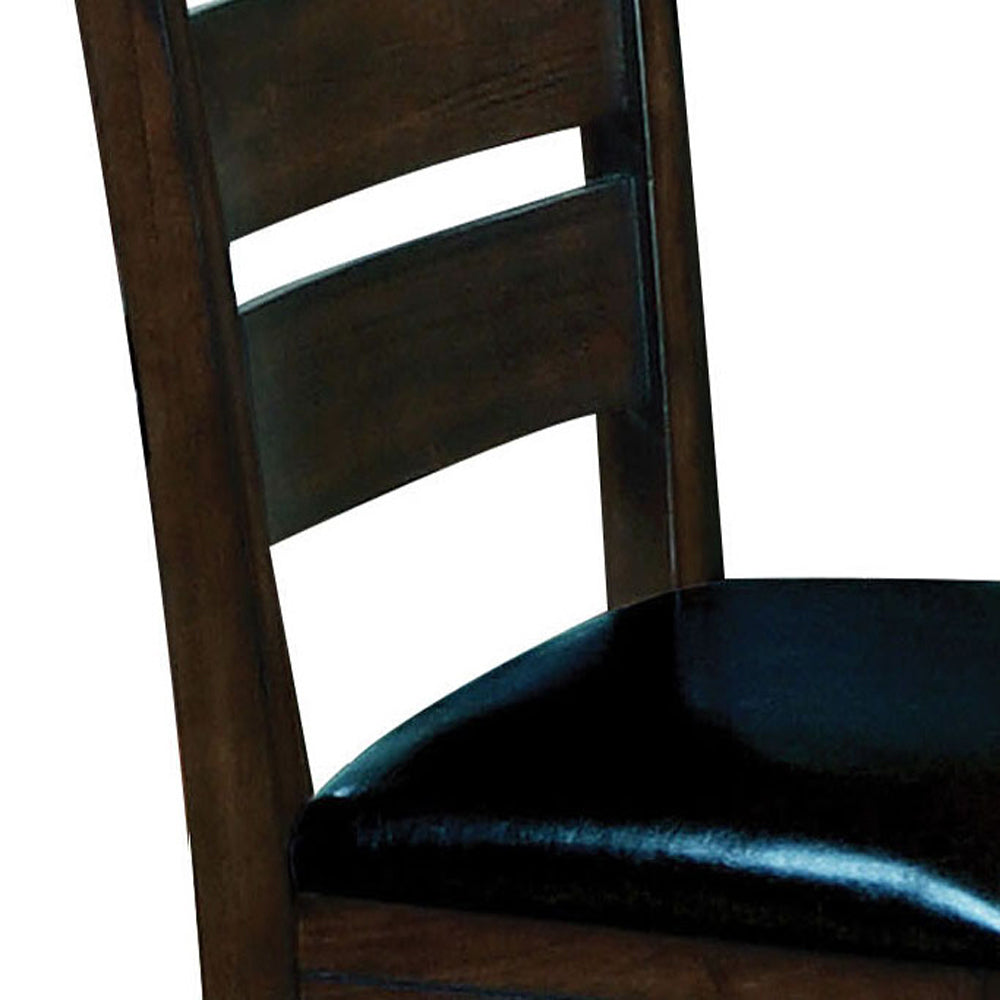 Black And Espresso Counter Height Chairs Set Of 2 Solid Black Brown Primary Living Space Foam Farmhouse Rubberwood Ladder Back Set Of 2 Foam Wood Fabric