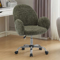 Ytt Rotating Office Chair With High Backrest Armrest, Wide Seat Round Armrest Office Chair With Wheels, Suitable For Living Room, Bedroom, Lounge, Home Office Green Linen