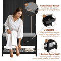 Hall Tree With 6 Hooks And Hinged Lid, Coat Hanger, Entryway Bench, Storage Bench, 3 In 1 Design, 69Inch, For Entrance, Hallway Black Mdf