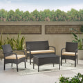 Cordoba Kd Wicker 4 Pc Chat Set Brown Tan Pe Rattan Iron Waterproof Fabric