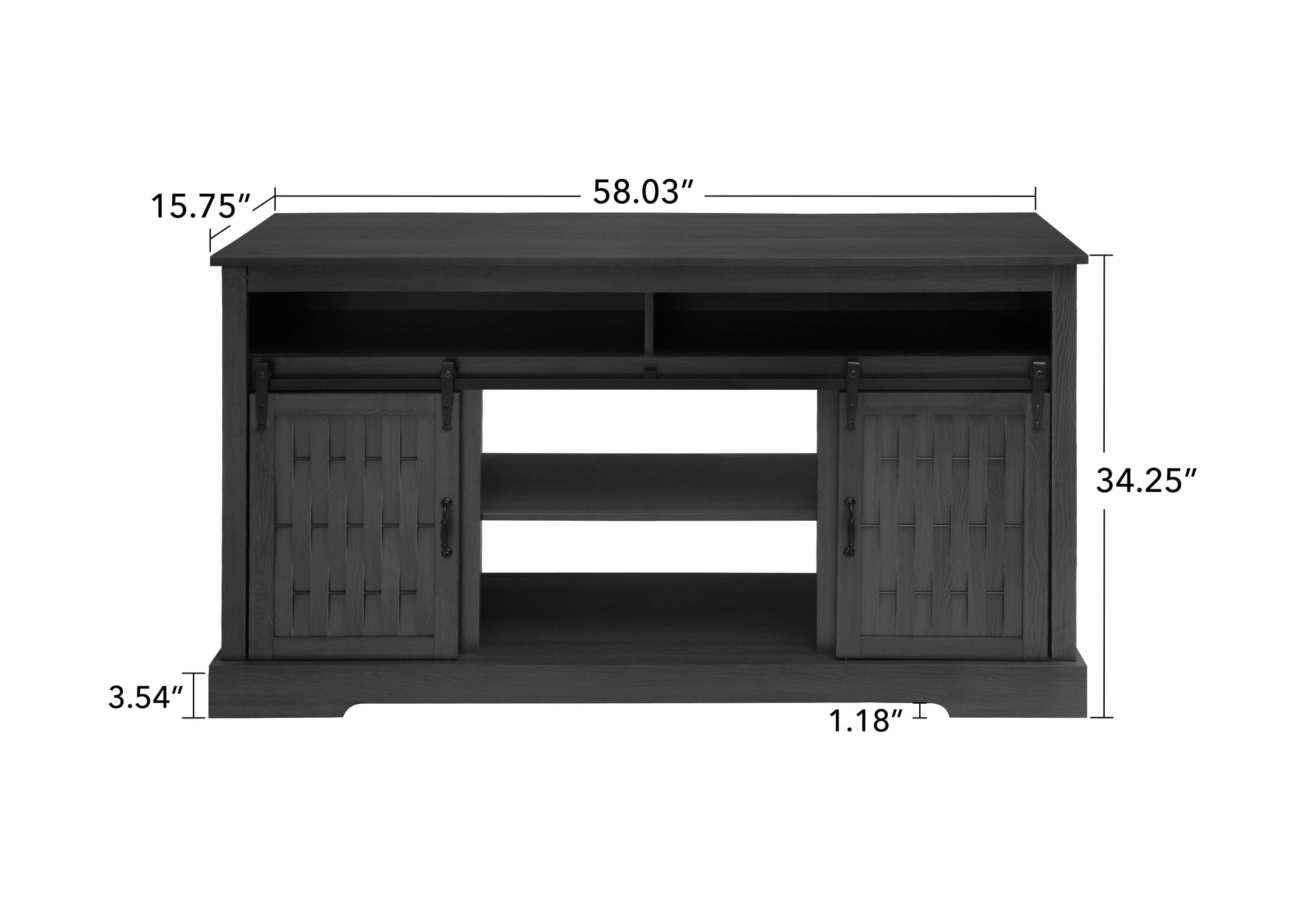 Fireplace Tv Stand For Tvs Up To 65", Entertainment Center With 23" Electric Fireplace, Farmhouse Tv Stand Industrial Media Console With Sliding Barn Door For Living Room, 58 Inch Dark Gray Particle