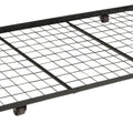 Twin Trundle Bed Frame, Rolling Caster Wheels, Sturdy Gridlike Frame, Black Twin Black Metal